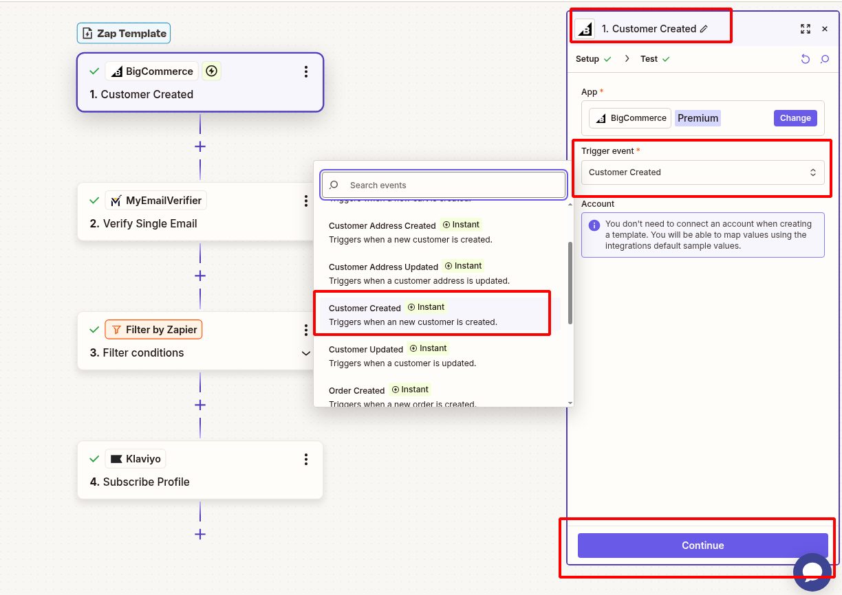 BigCommerce trigger configuration