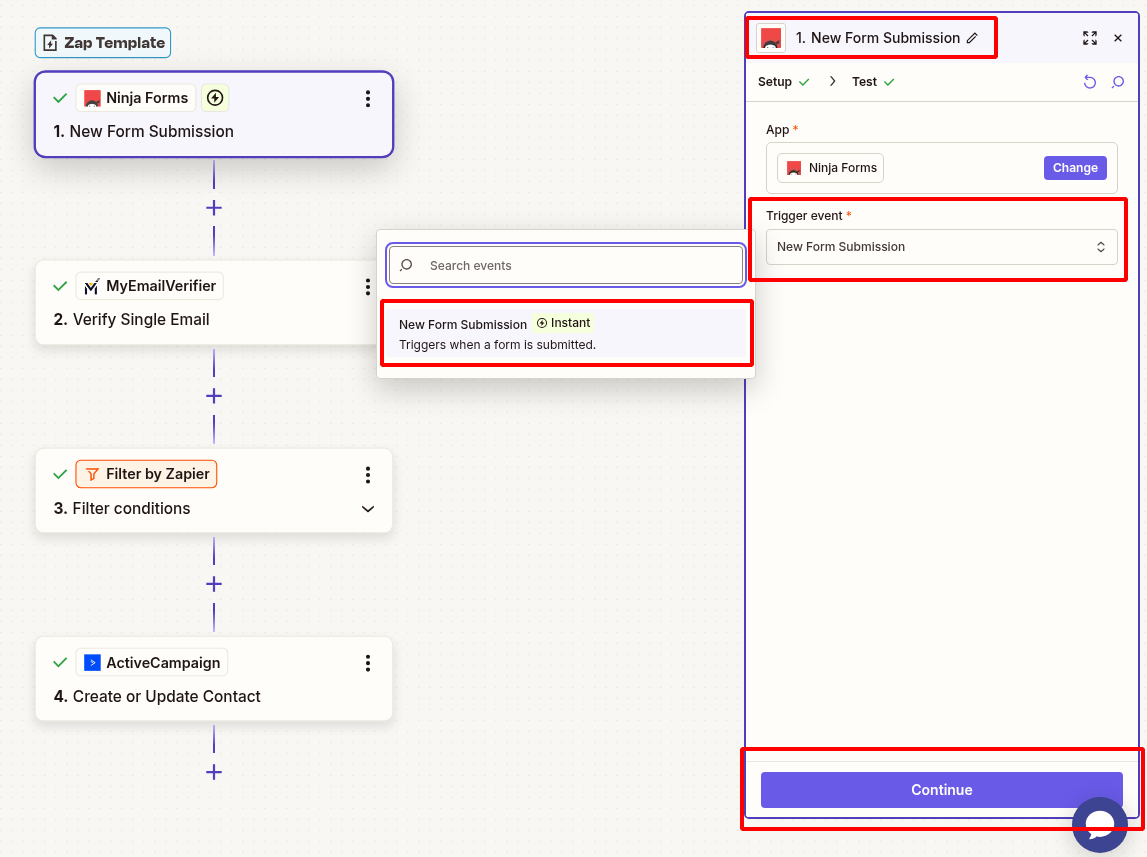 Connect Ninja Forms new submission trigger in Zapier