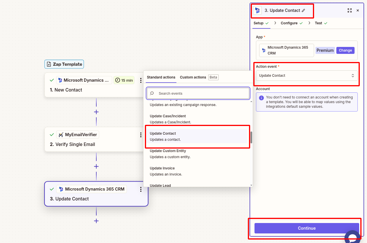 Update Microsoft Dynamics 365 contact with verification results