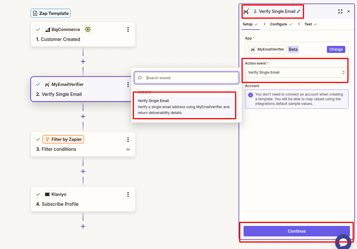 Email verification setup
