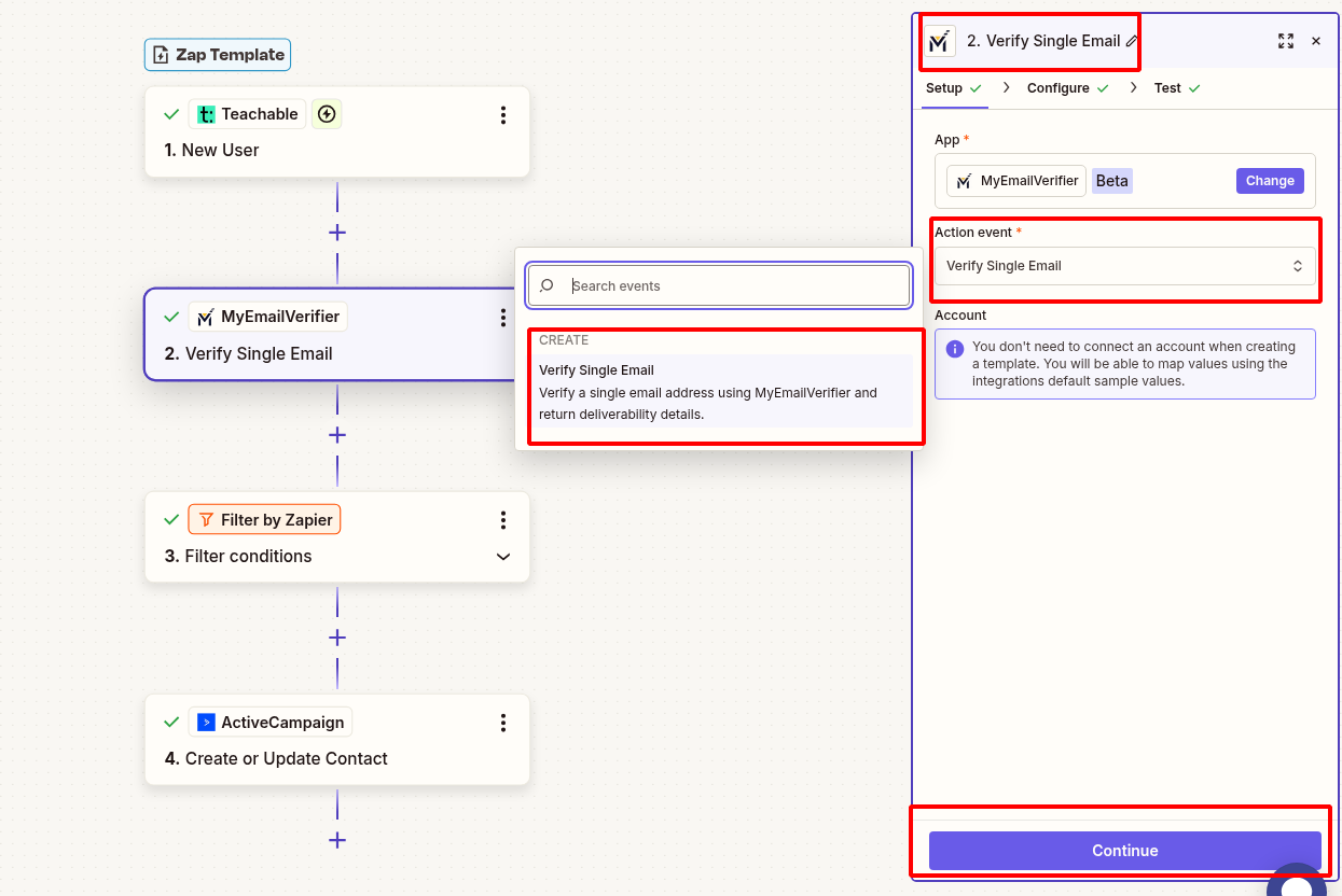 Email verification setup