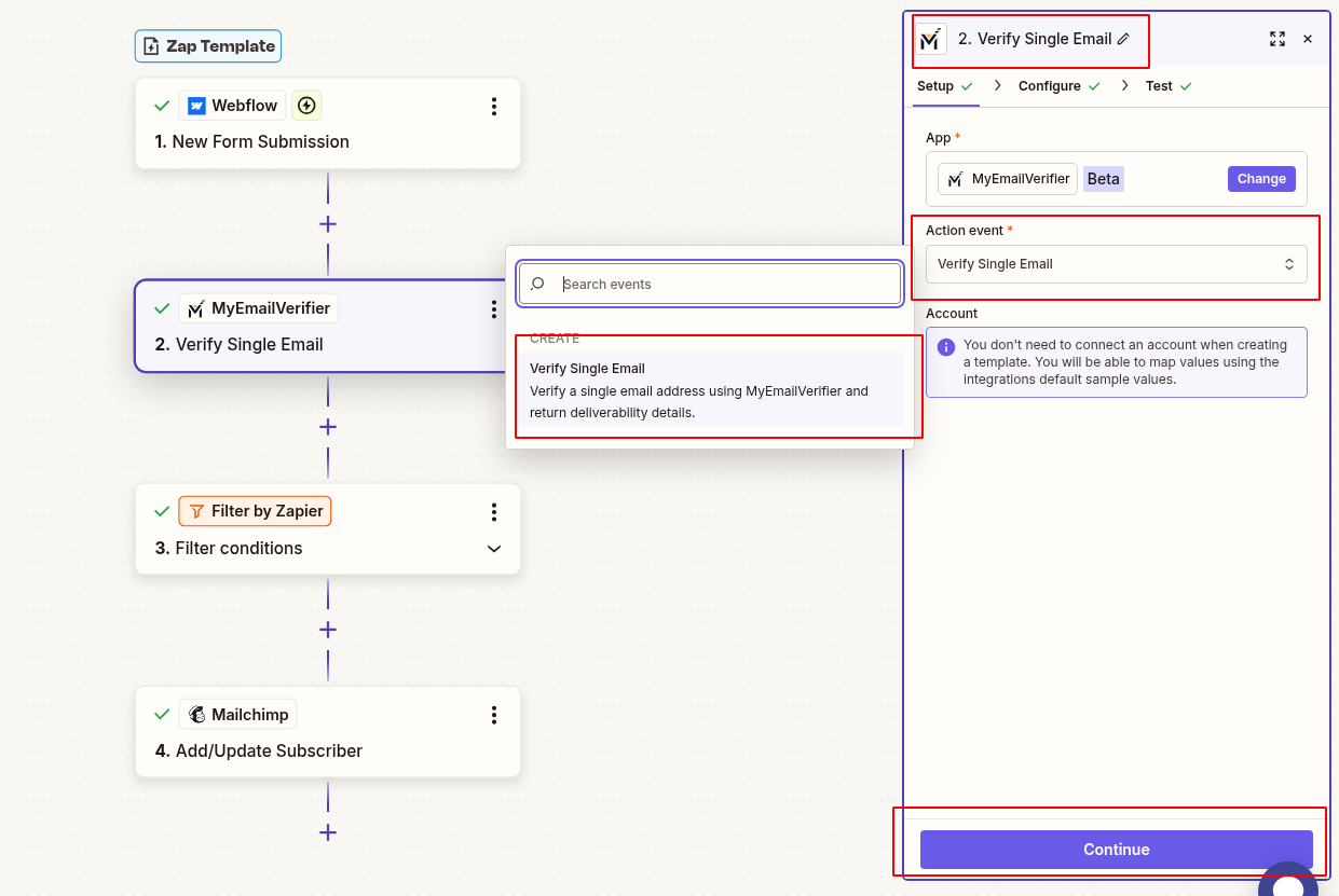 MyEmailVerifier verification setup